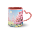 Kubek Muffinka w Japonii z różowym środkiem i uchwytem serce