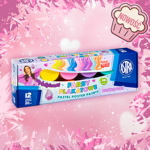 Farby Plakatowe - 12 kolorów - PASTELOWE
